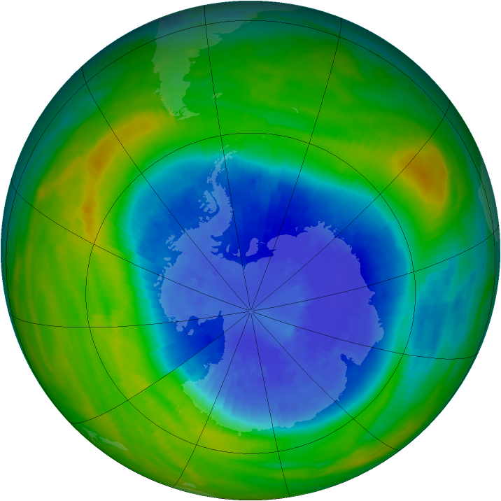 Antarctic ozone map for 18 September 1985